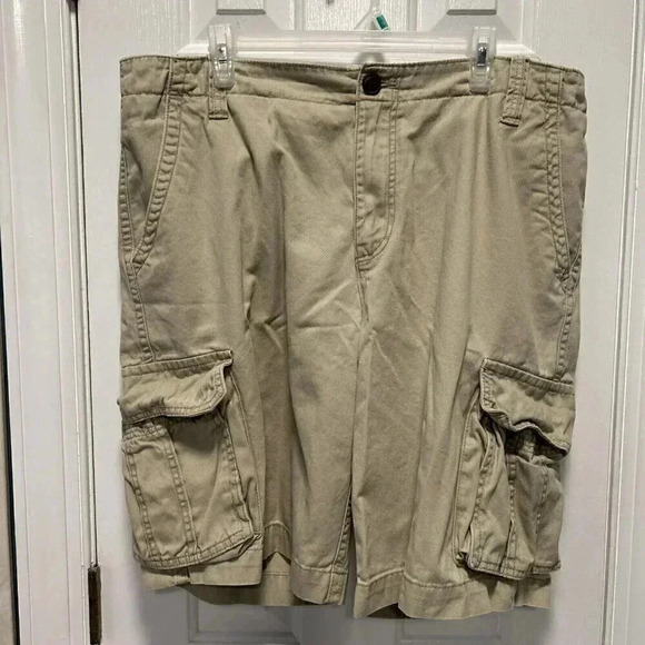 Aeropostale‎ Cargo Shorts Men 38 Khaki Relaxed Hiking 10" inseam - Picture 1 of 4